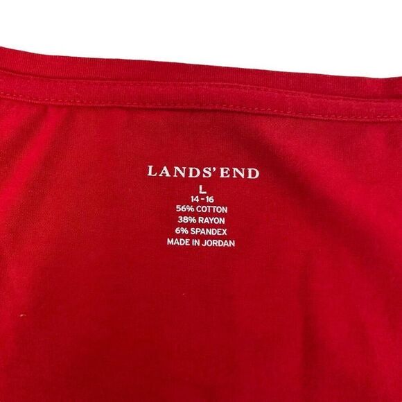 Lands' End Fitted V- Neck T-Shirt Red Size Large - Picture 4 of 7